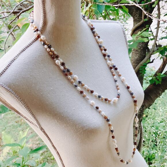 Long 66" Cultured Freshwater Pearl Endless Opera Rope Knotted Necklace Colorful - Picture 6 of 13